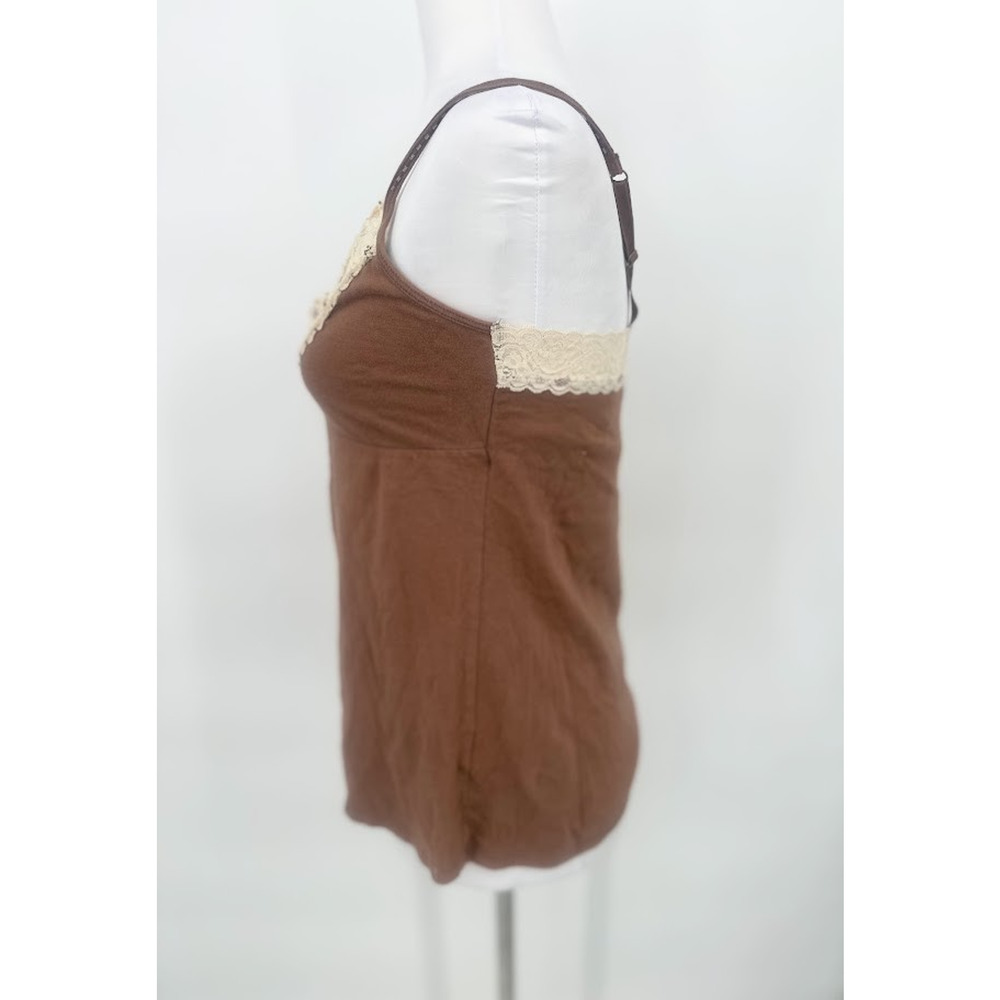 Vtg SO Babydoll Top Womens Medium Brown Lace Tank Top Camisole Y2K Festival Boho - Picture 3 of 7
